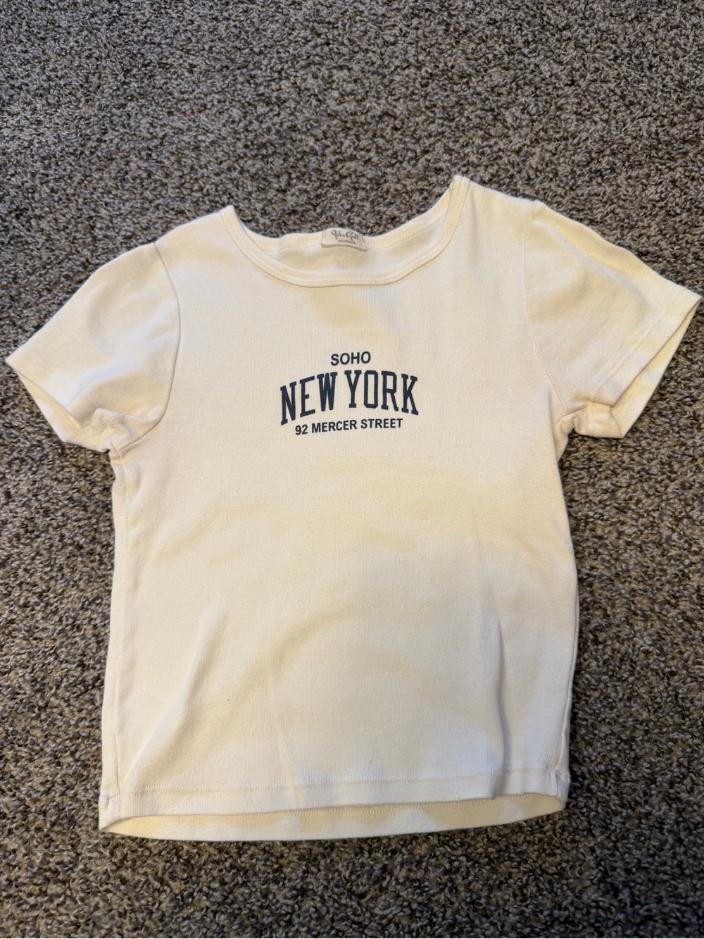 Brandy Melville Cream Tee with Navy NEW YORK Print